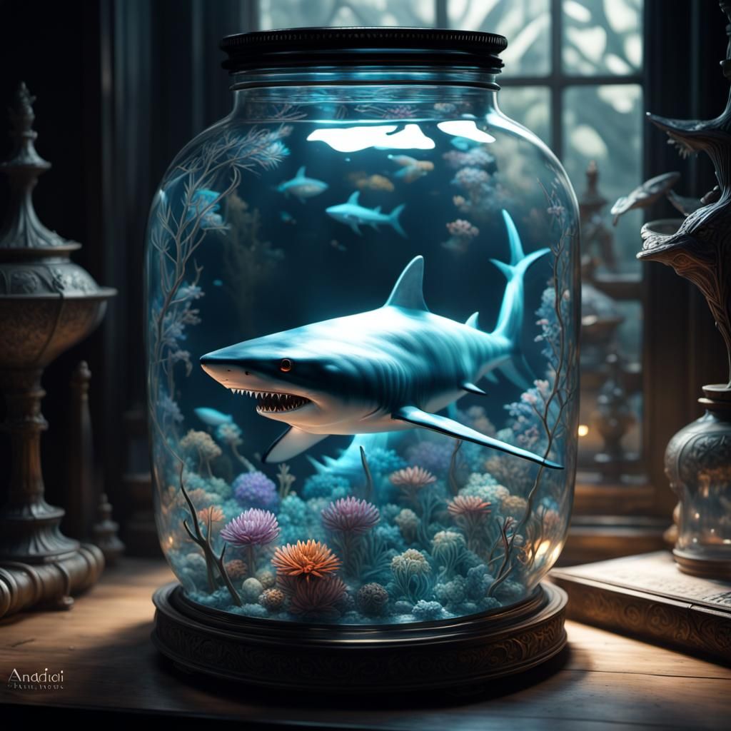 Shark inside a jar - AI Generated Artwork - NightCafe Creator