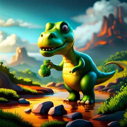 T-Rex with Broccoli. Nomnom.