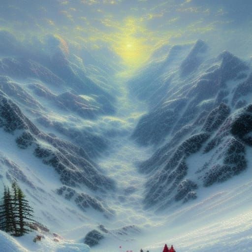 ethereal fantasy hyperdetailed mist Thomas Kinkade antarctic...