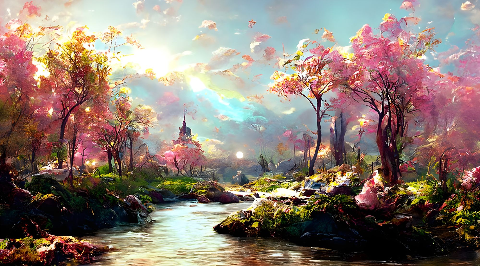 And another river with pink trees - Coherent