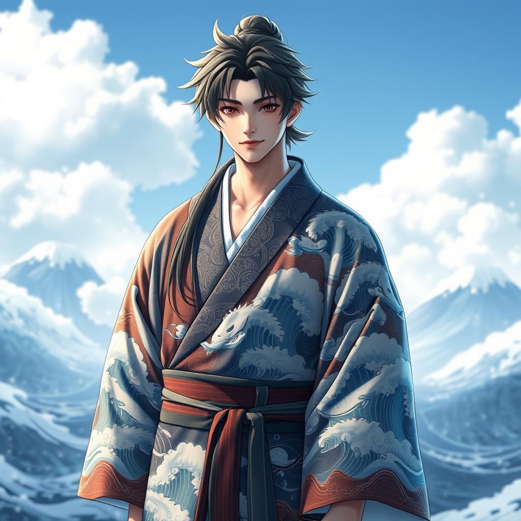 man with sea themed kimono
