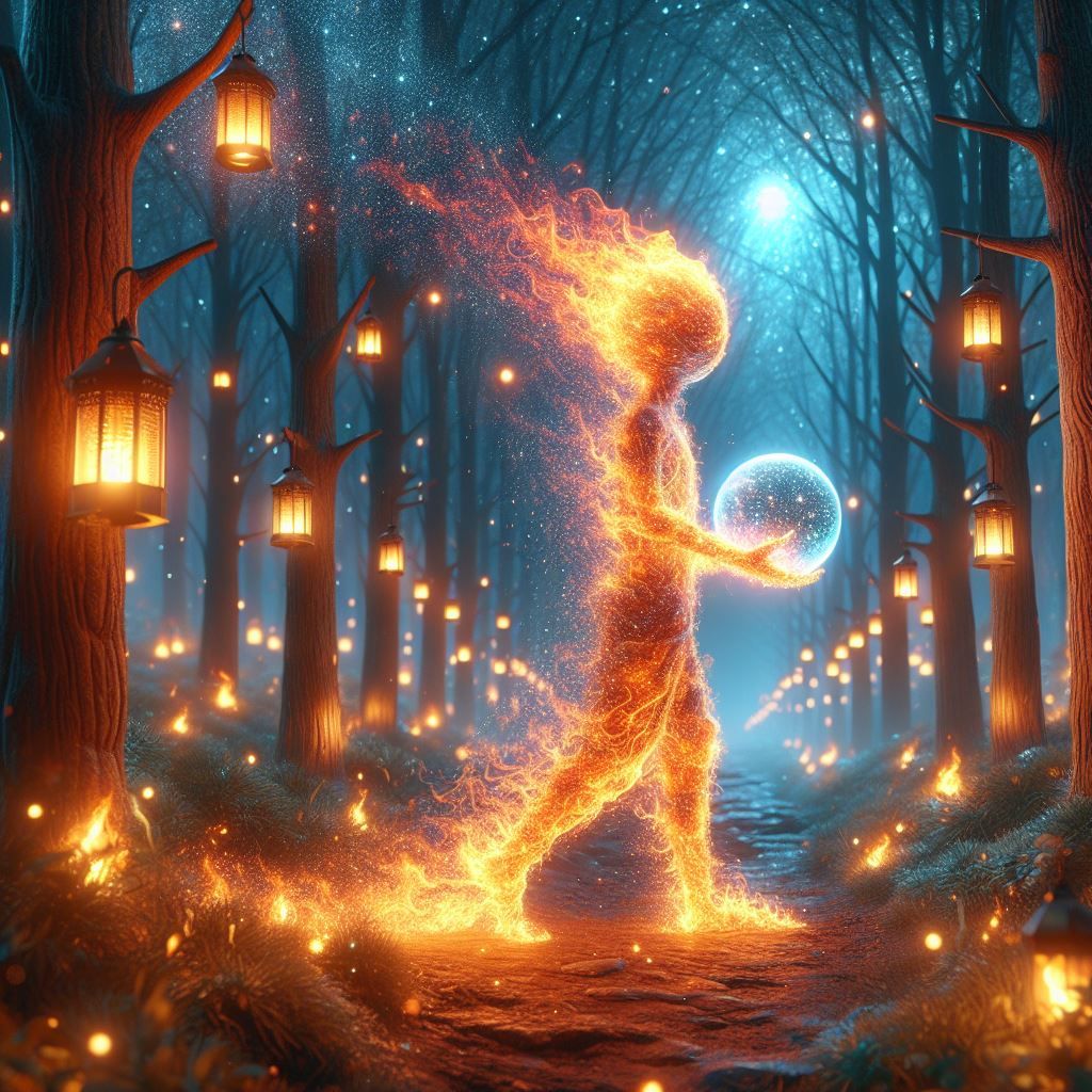 Man of Fire in enchanted forest