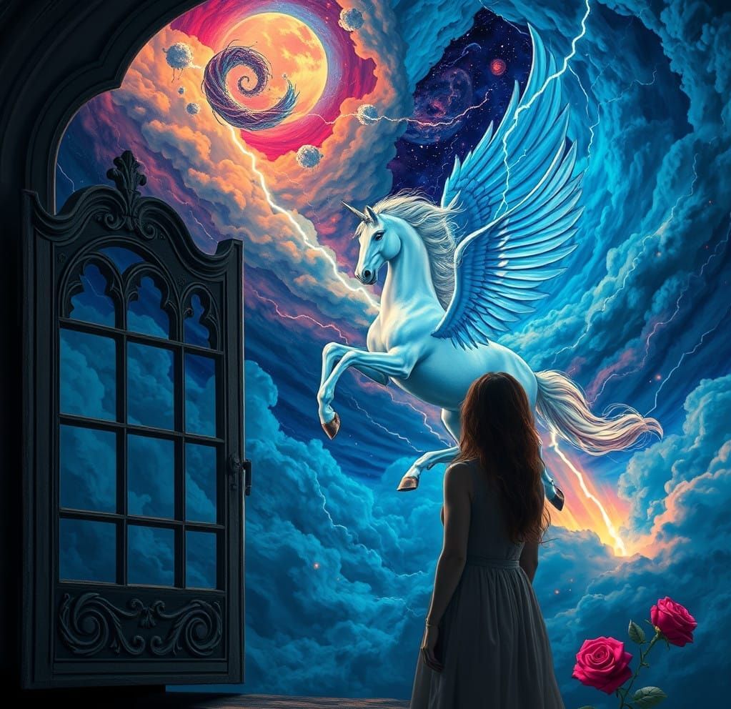 Seventh Advent Unicorn is waiting in the skies  by @Kleo Ginger