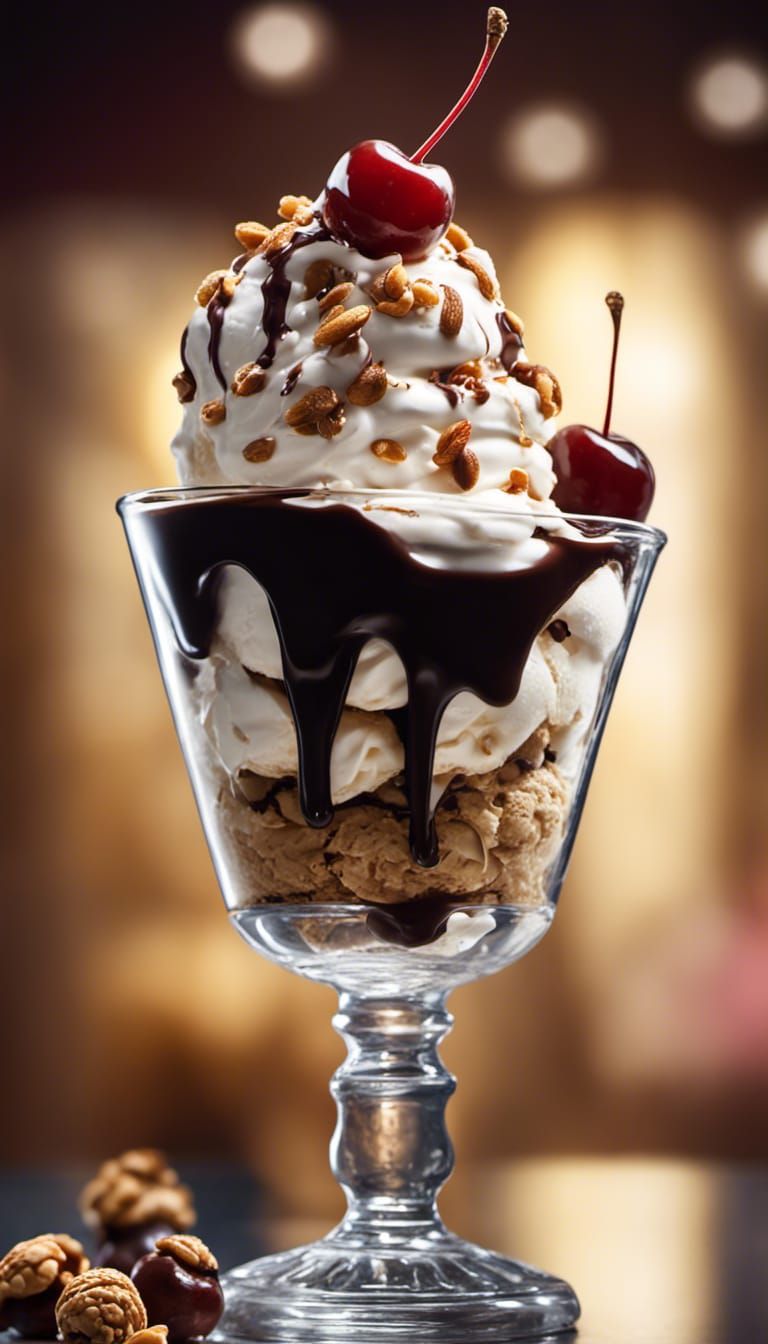 Cookie Dough Ice Cream Sundae - AI Generated Artwork - NightCafe Creator