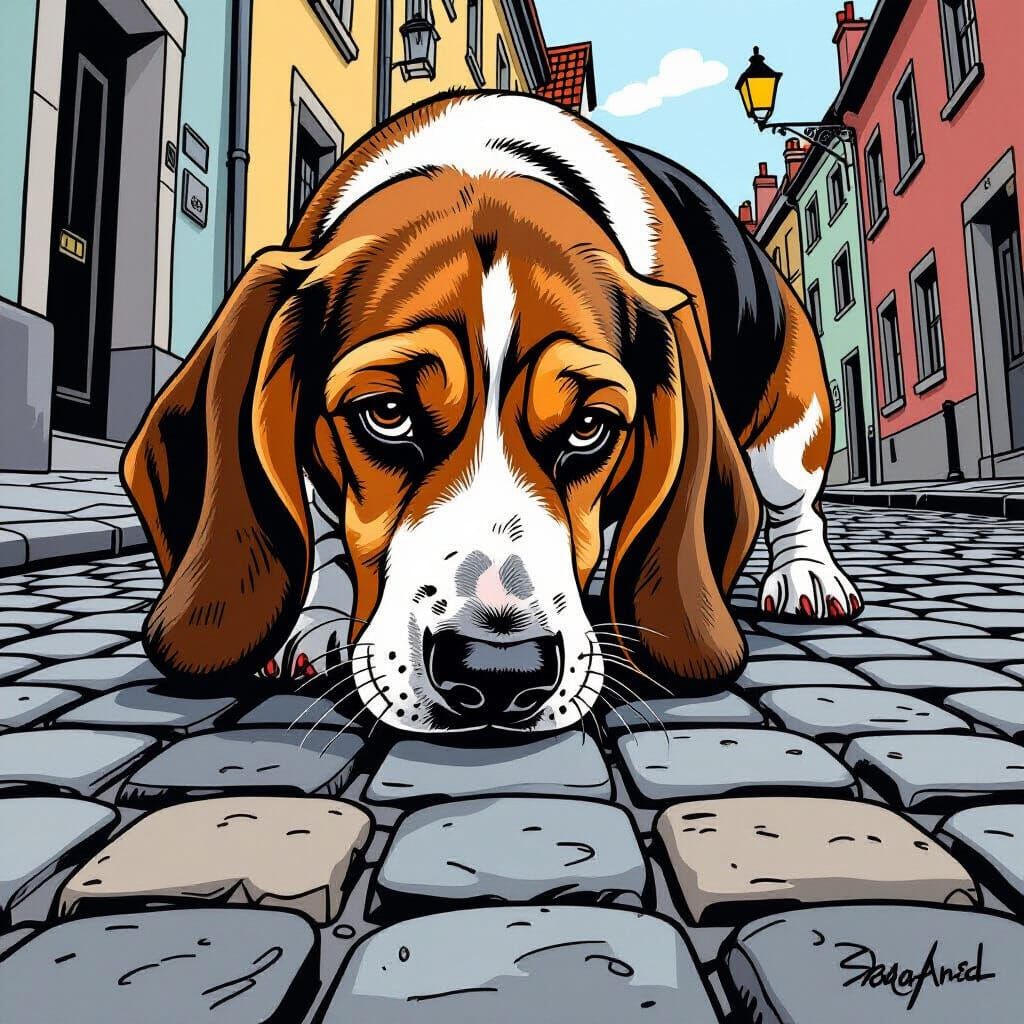 Mr Porto, the Basset detective!  by @Mumilen