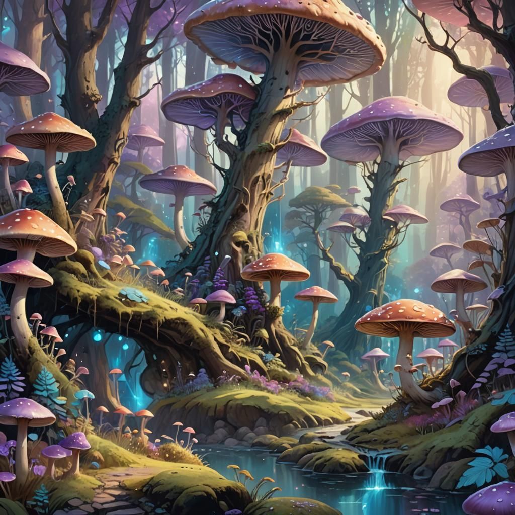 Whimsical Forest in Soft Pastel Hues