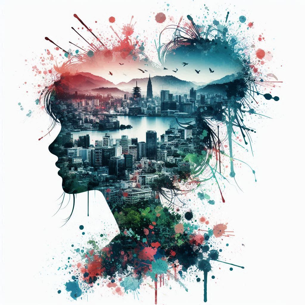 double exposure beautiful fantasy portrait landscape..