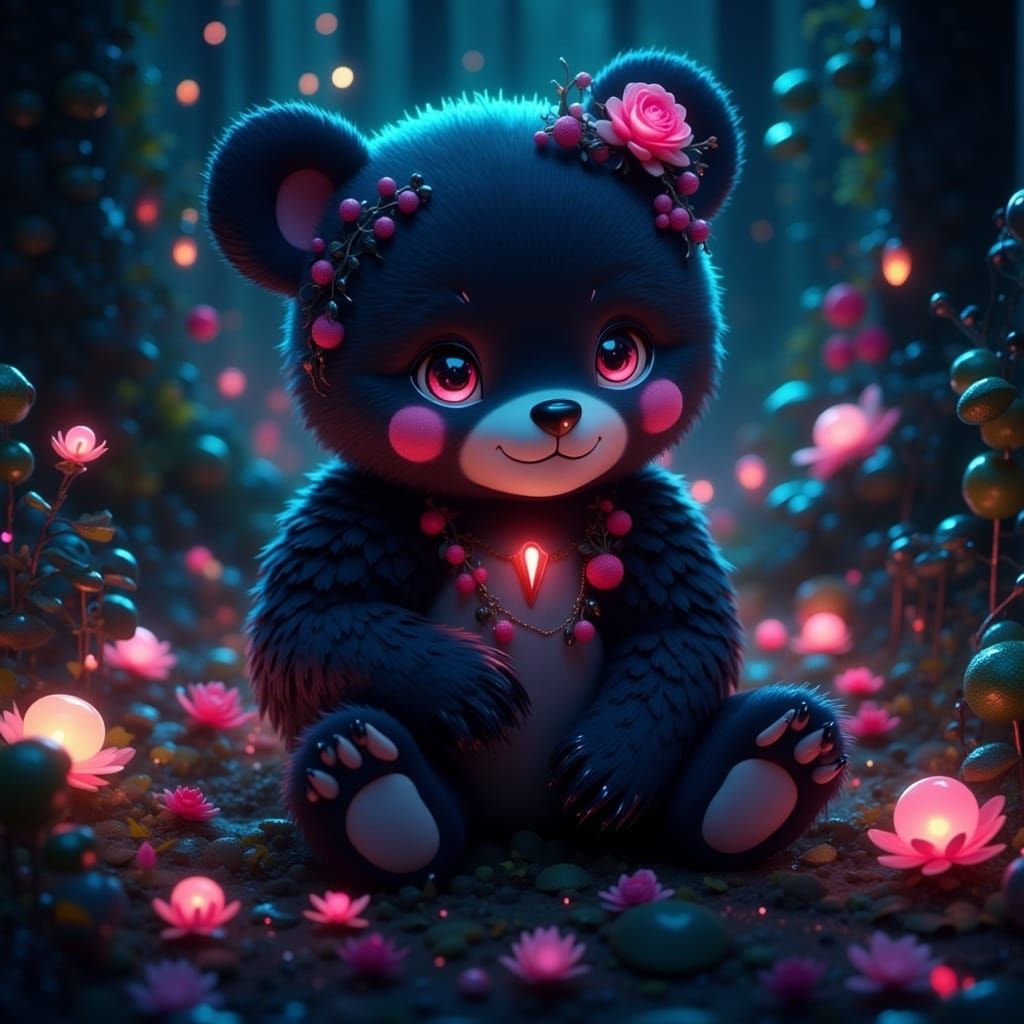 <lora:Dreamy Darkness Fx:1.0>,, dark mood, moody, dark theme,, cute bear cub, by Hikari Shimoda, masterpiece, octane render, highly detailed...