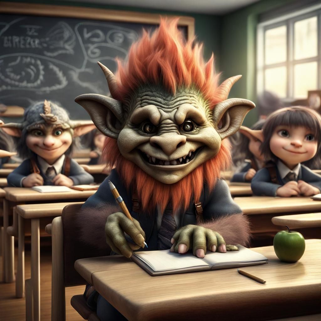 Trolls first day at school - AI Generated Artwork - NightCafe Creator