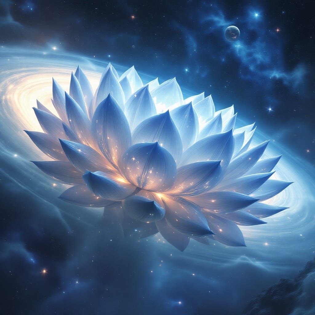 A majestic planet shaped like a Lotus Flower.  by @Vessel of Creation
