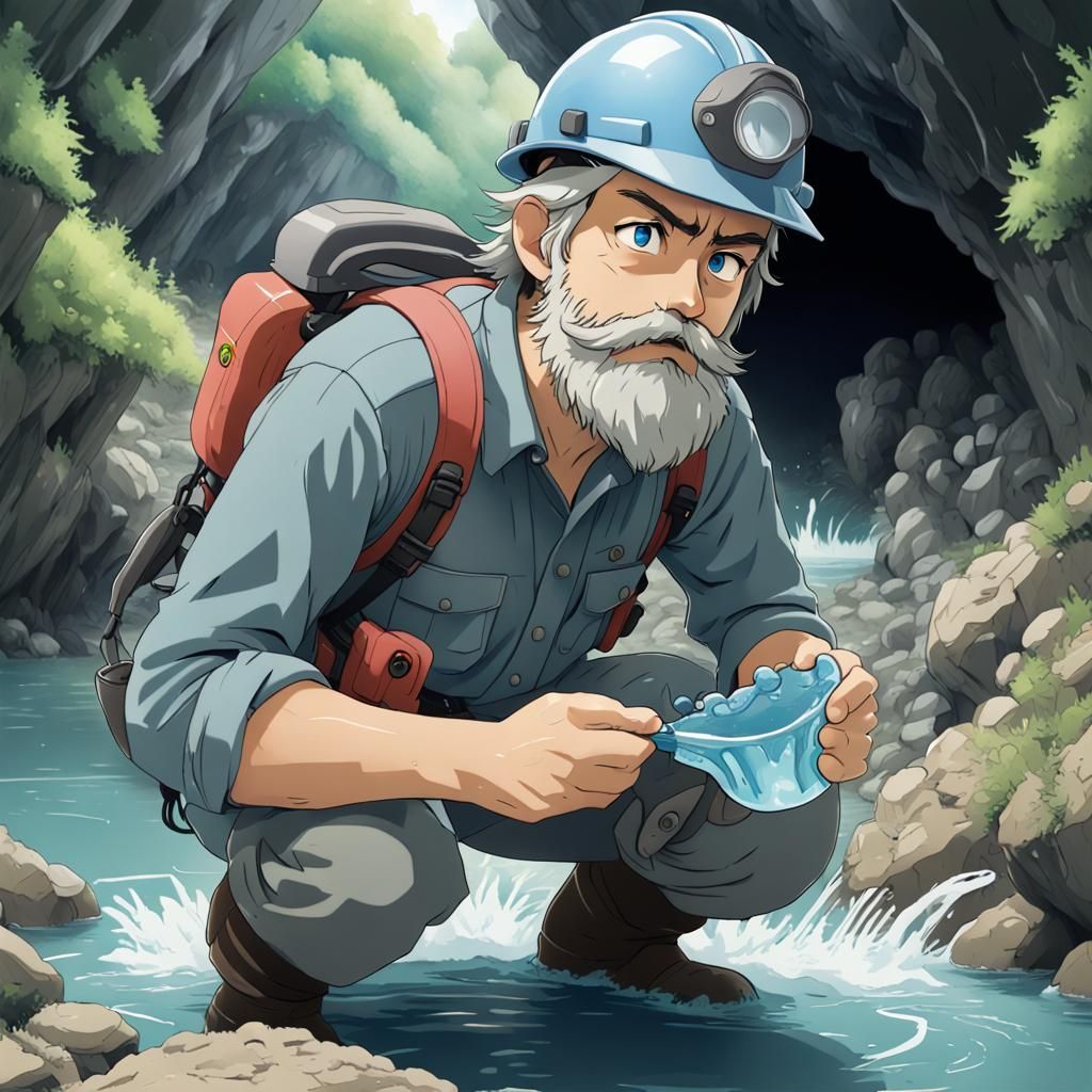 A geologist sample the water.