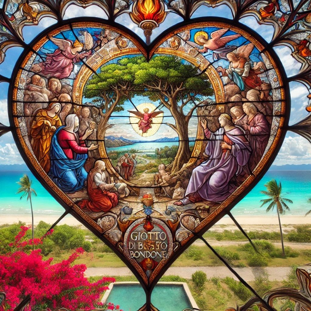 Stained Glass. The Annunciation by Giotto di Bondone (Scrove...