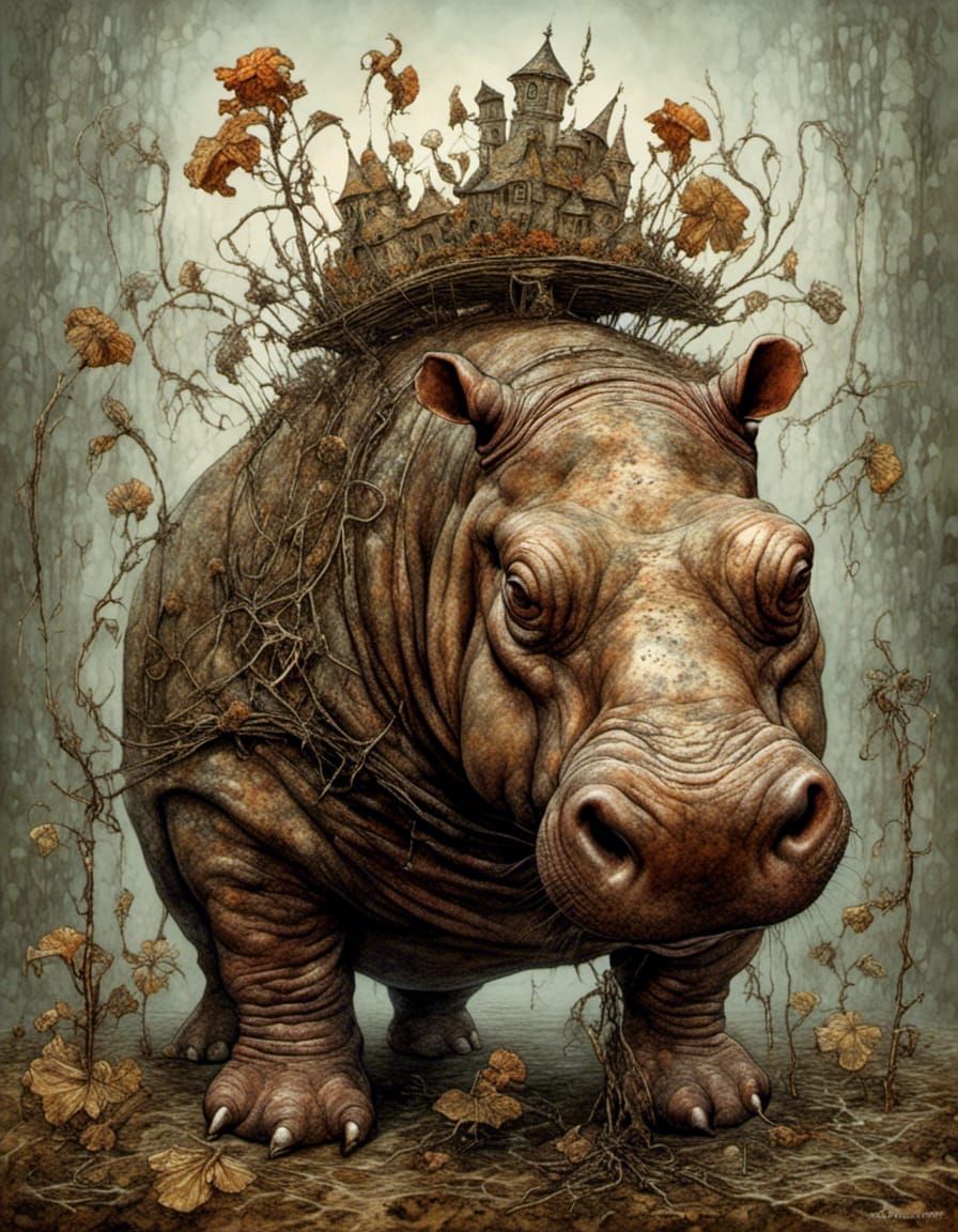 (Not so) Happy Hippo  by @Artistinero