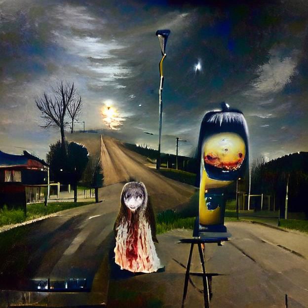A Dead Girl's Ghost Stands By A Streetlight Alone On a Lonel...