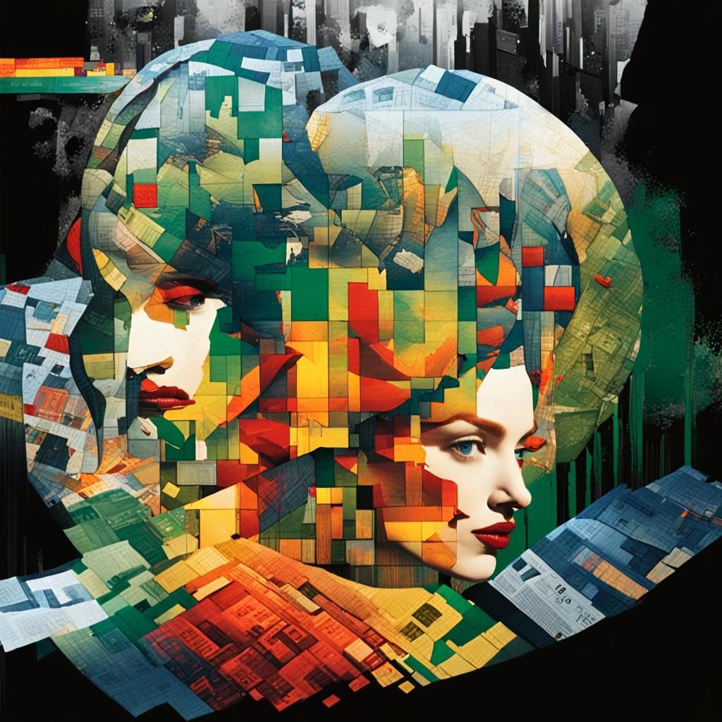 A grid warped into a contoured checkerboard of newsprint. Ne...
