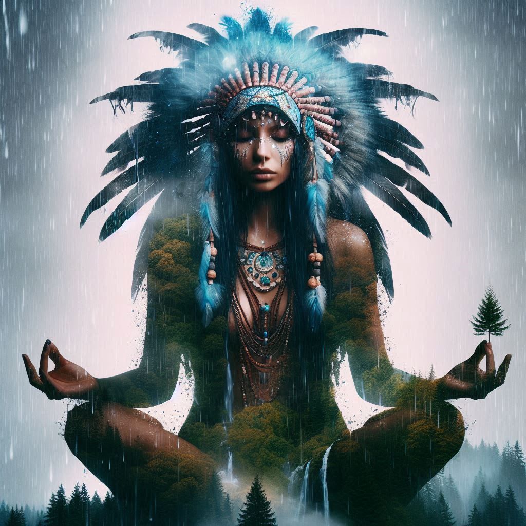 double exposure beautiful fantasy DALL-E 3 portrait landscap...