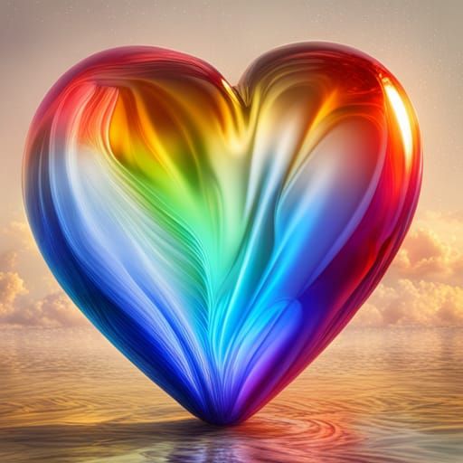 Glass Heart Rainbow Colors