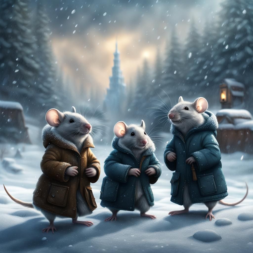 The Mouse Family Winter Trip  by @Kort