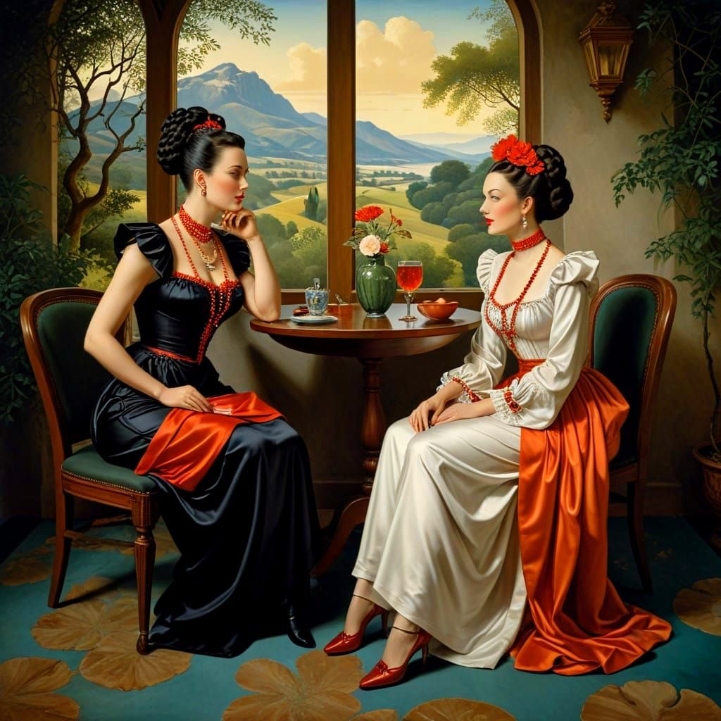 Charming Ladies in a Fantastical Landscape