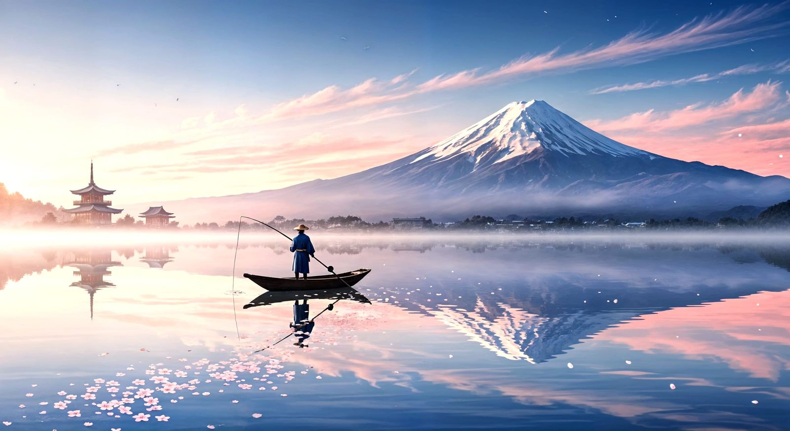 Mount Fuji Serenity at Dawn: Minimalist Landscape
