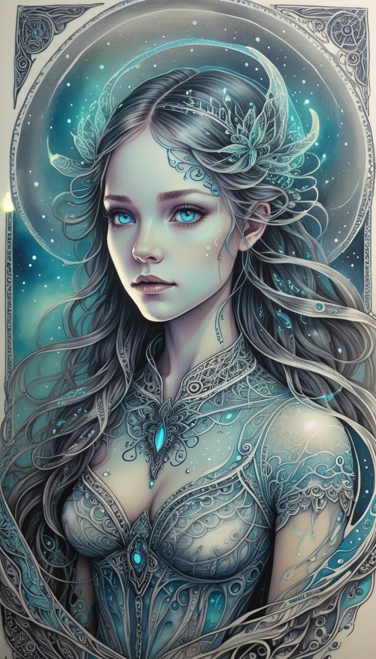 Bioluminescent Supernatural ultradetailed Zentangle Ethereal...