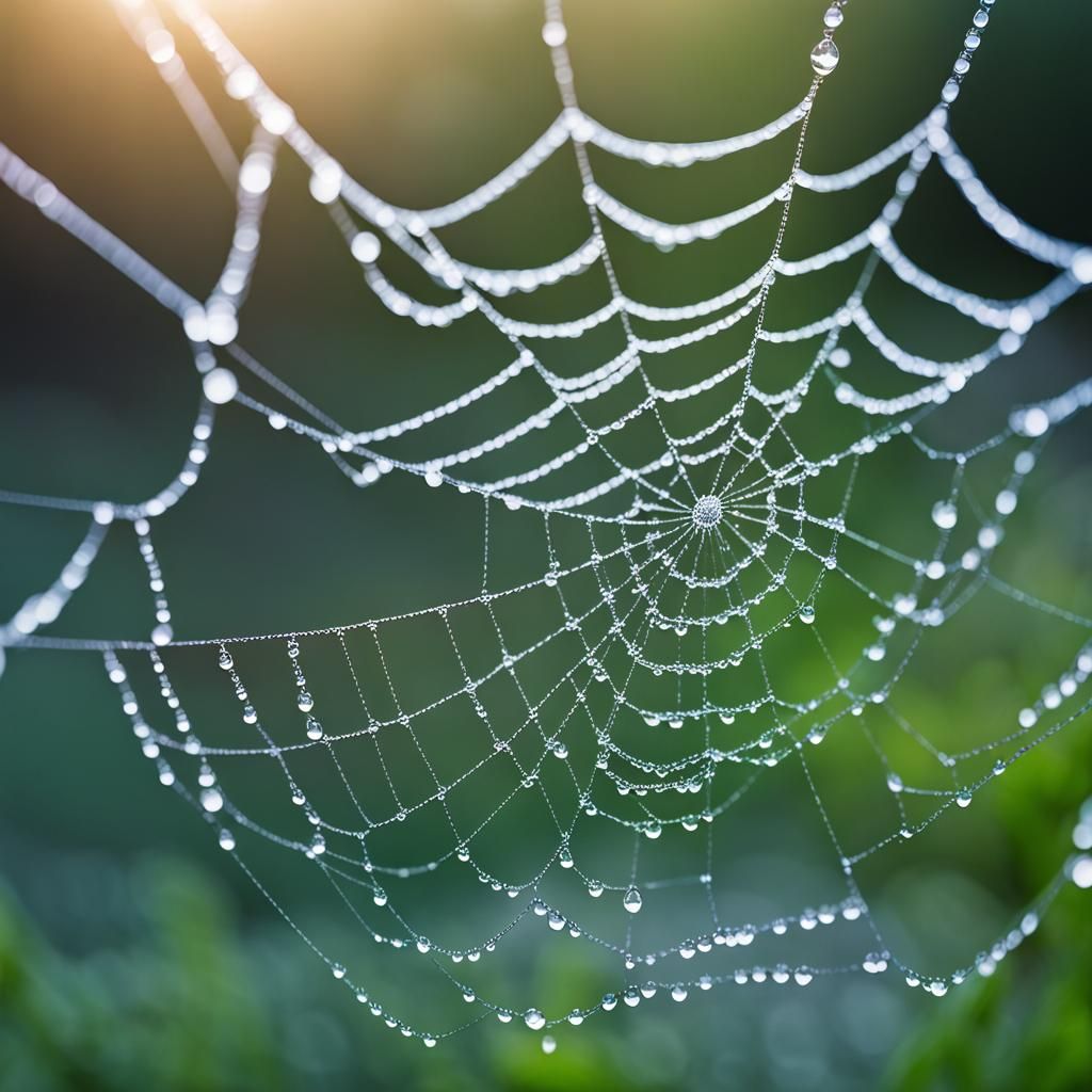 Dew drops on a spider web  by @AZ