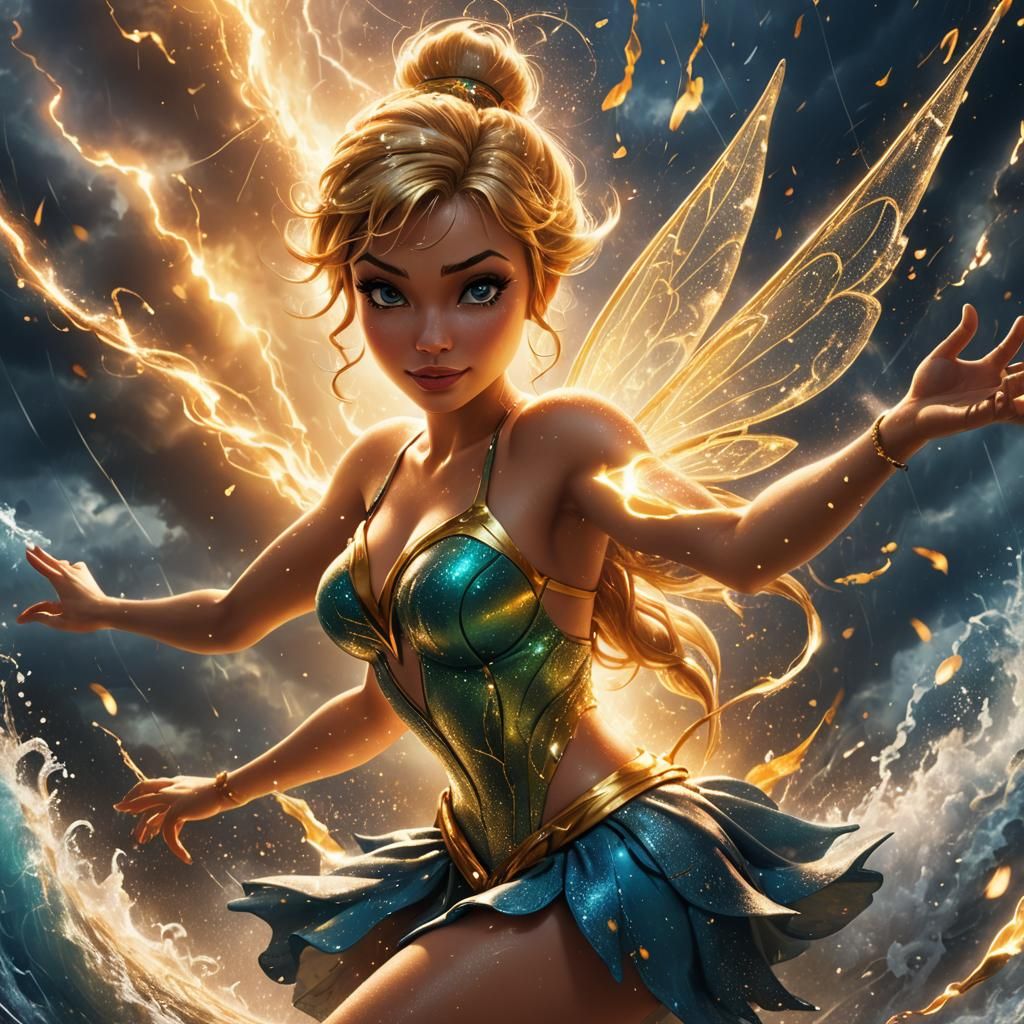 Tinker Bell harnessing the power of a hurricane
