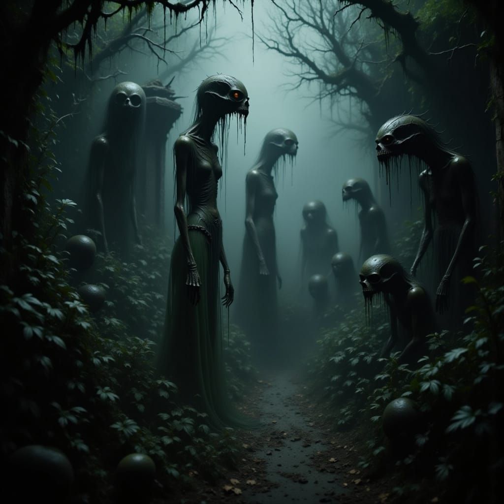 Biomechanical Horror Garden of Grotesque Creatures