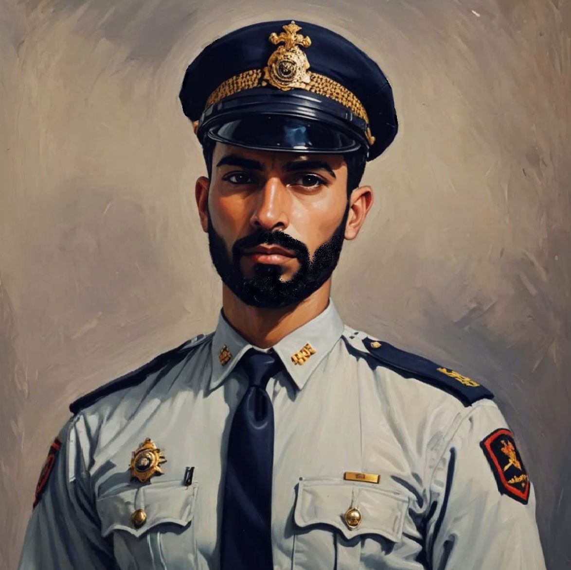 A handsome bearded policeman