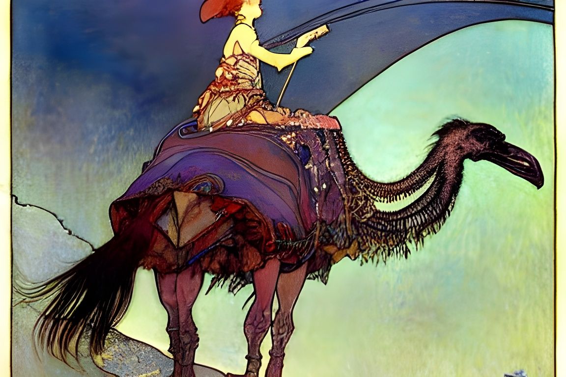 A boy riding into the city