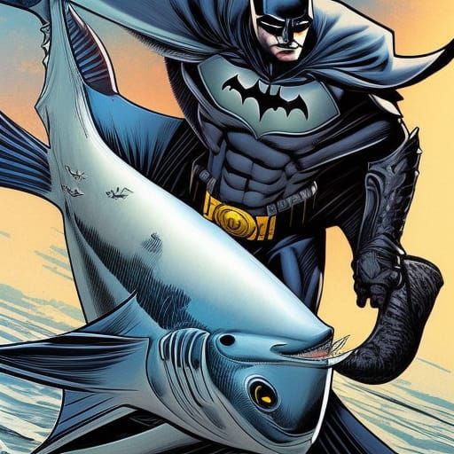 Batman with a really big fish - AI Generated Artwork - NightCafe Creator