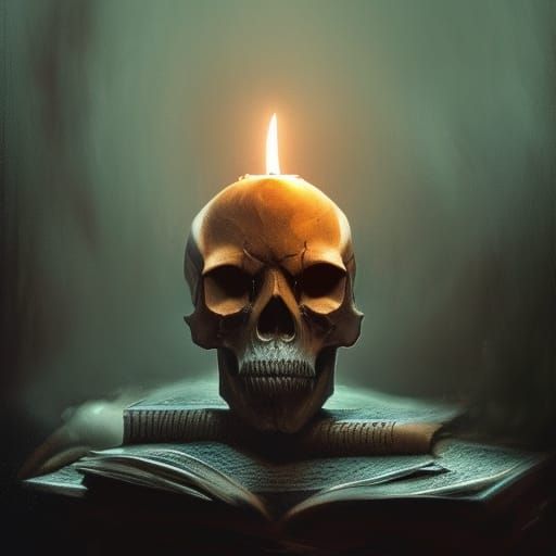 skull candle of witchcraft