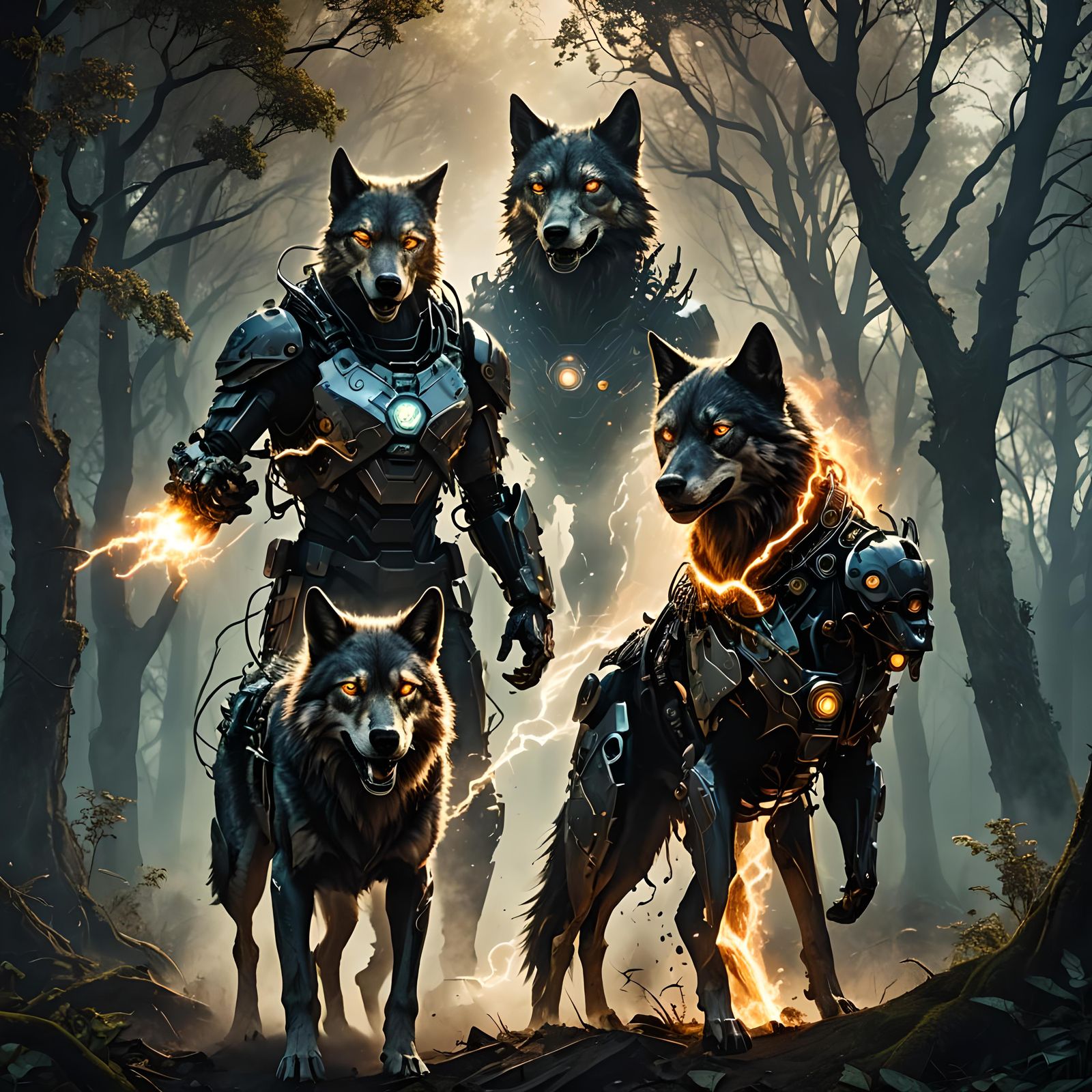 Cyborg Wolf Corps On Patrol - AI Generated Artwork - NightCafe Creator