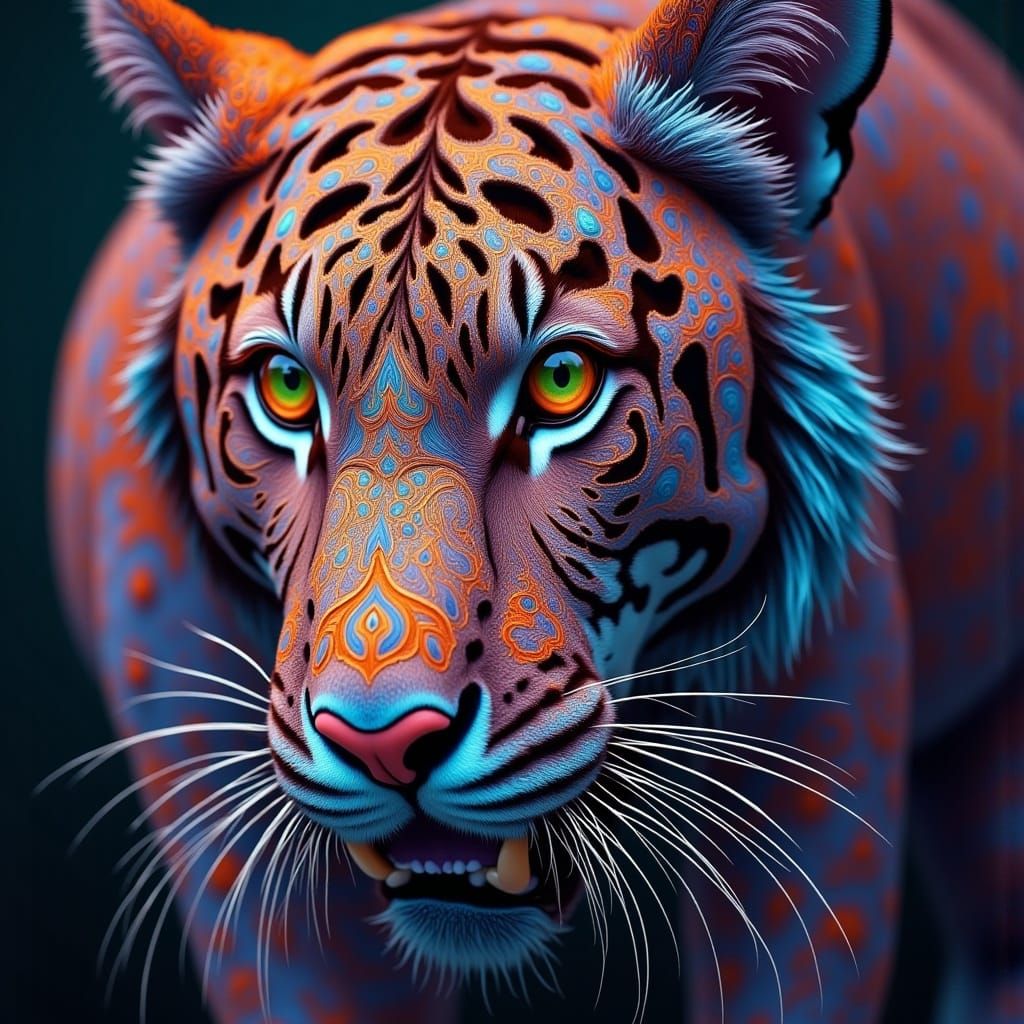 A paisley tiger close up <lora:Paisley Powers II:1.0> 