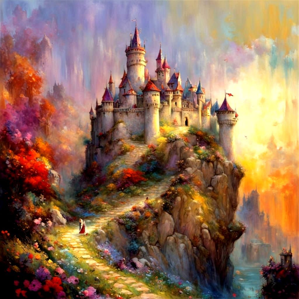 Colorful fantasy  castle  by @Taralie
