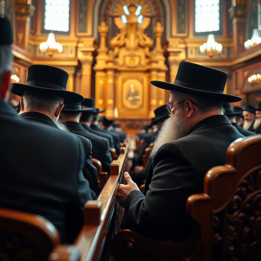 Men in Traditional Attire, Praying in Harmony