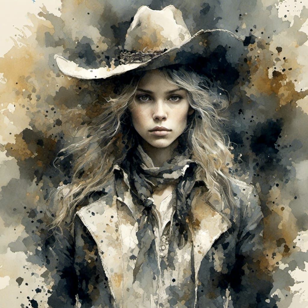 <lora:HRH-Rorschach:1.0> Ink blot cowgirl