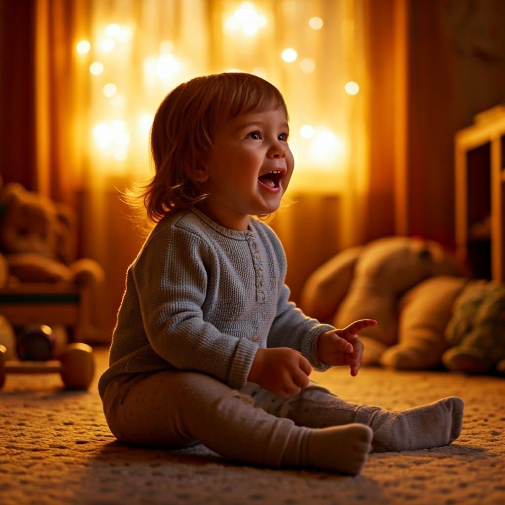 Whimsical Toddler in a Colorful Playroom