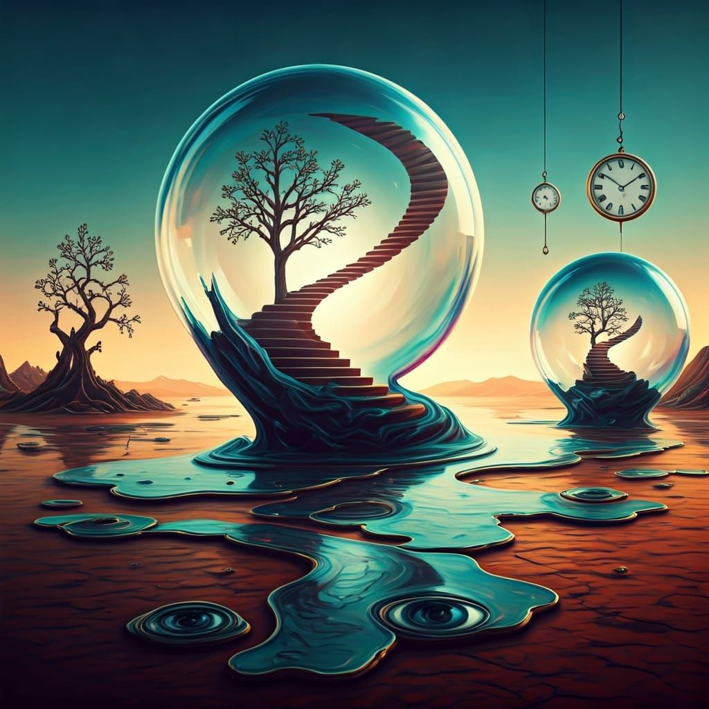  Bubbles float through a melted landscape  by @Estevam