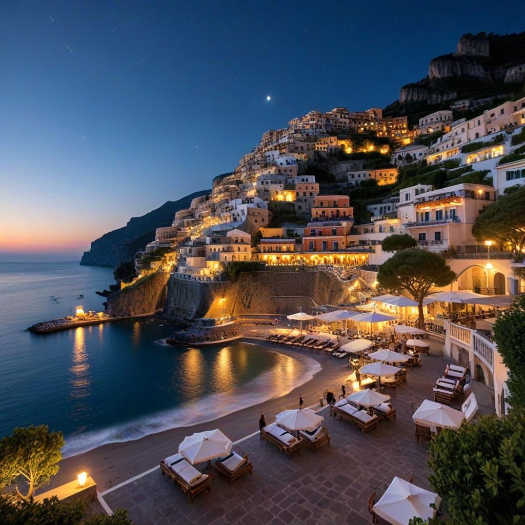 Summer nights by the sea, Positano  by @Mauve Marauder