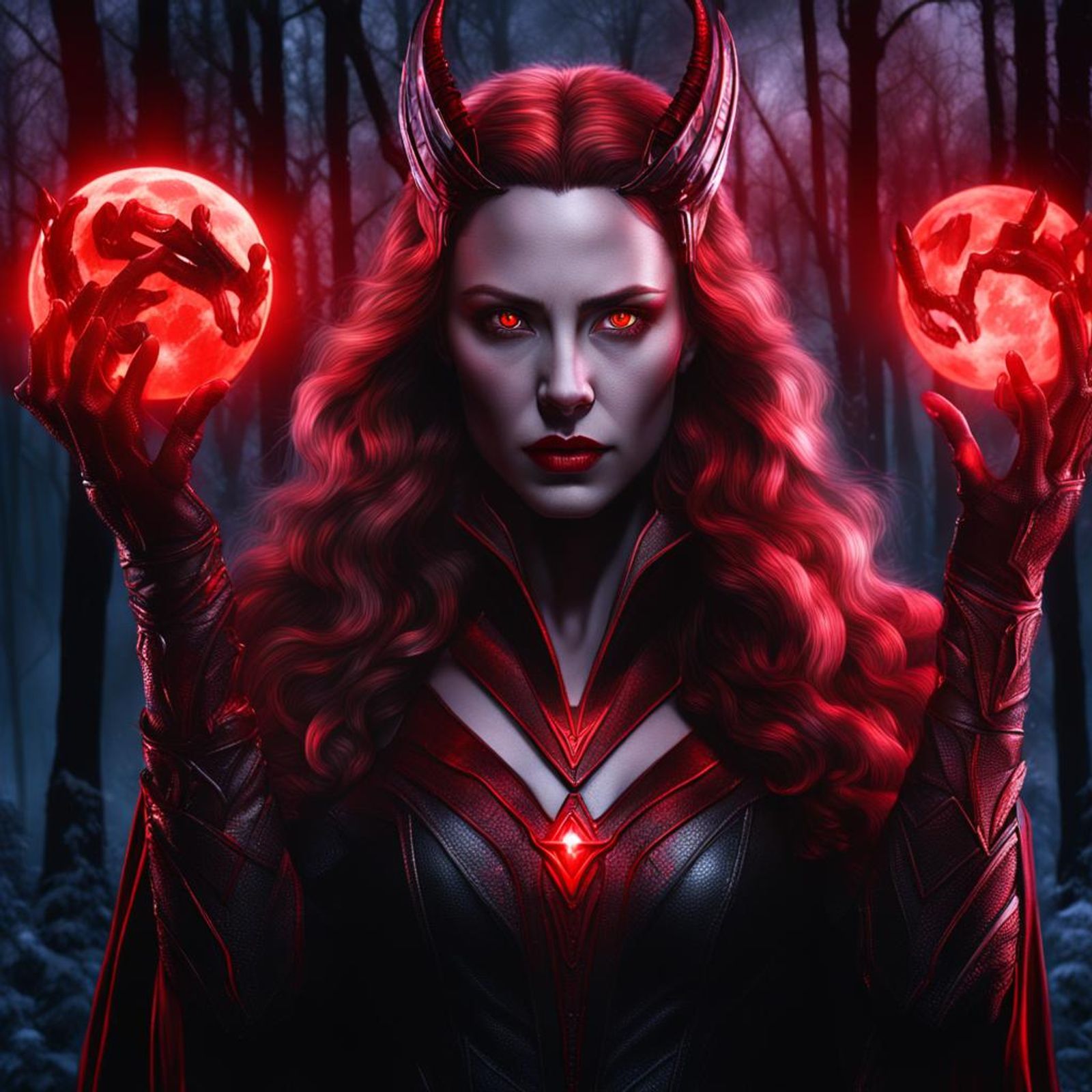 Photorealistic portrait of a majestic evil Scarlet Witch. - AI ...