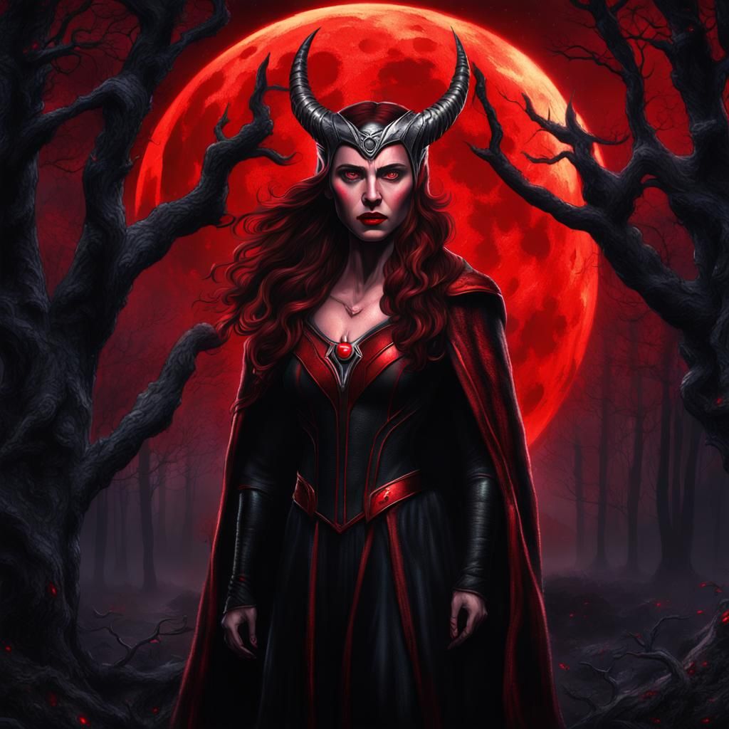 Photorealistic portrait of a majestic evil Scarlet Witch. - AI ...