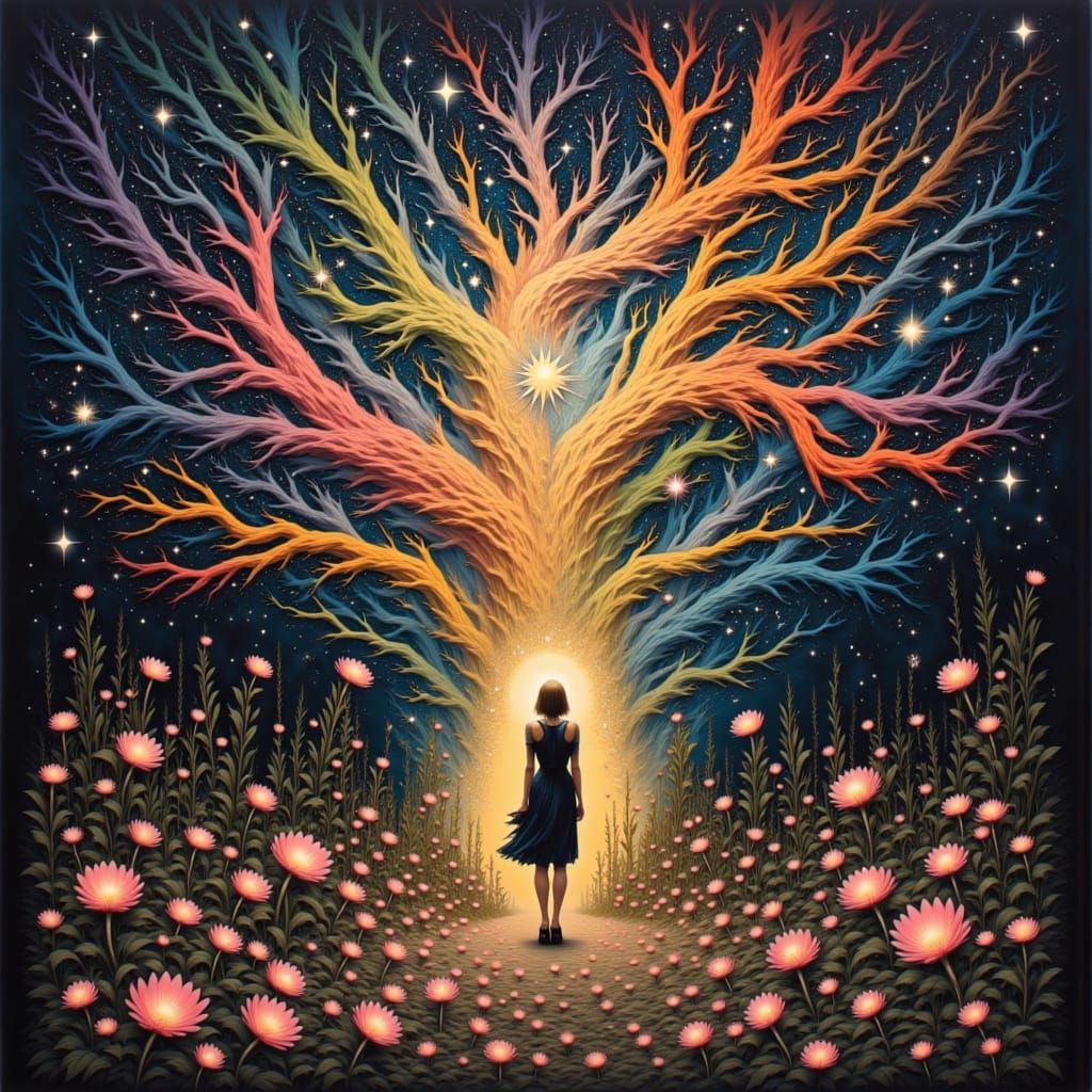 Oh, in this universe of threads
All our secrets are intertwined
Every breath, softly spoken
In this melody of time <lora:PsyChic:1.0>