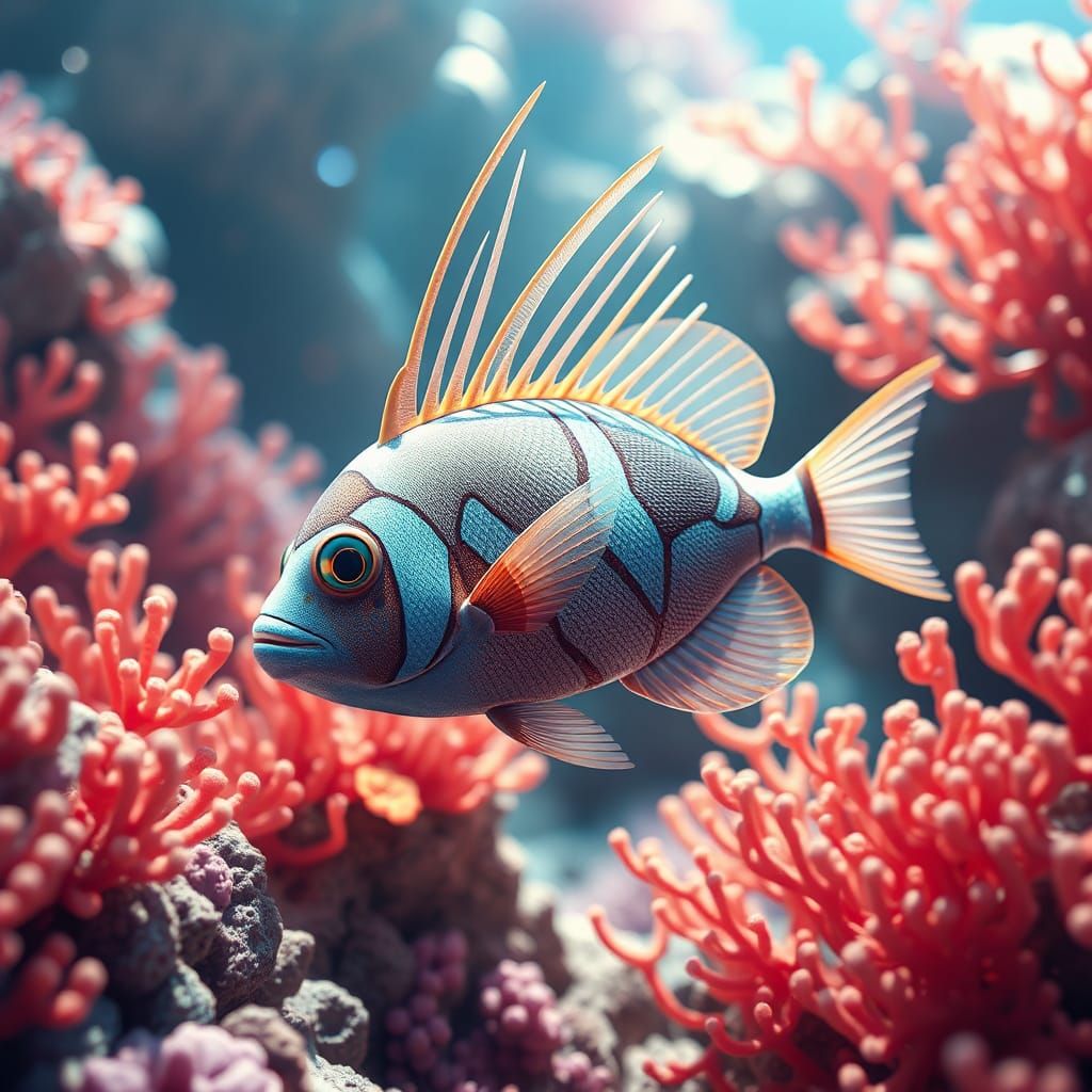 Exotic fish swimming in a coral reef  by @Elfchan