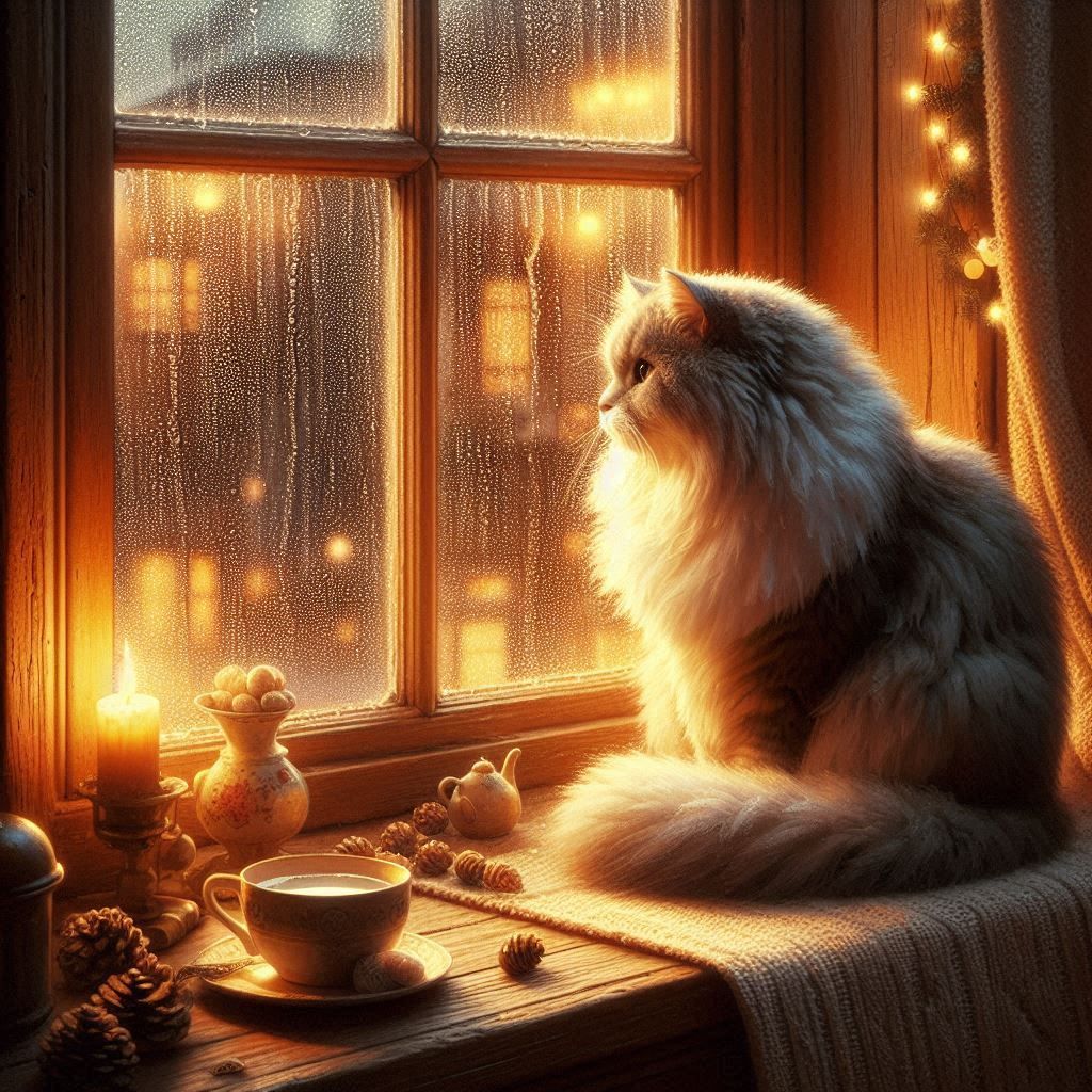 Cat in the Window (Norman Rockwell)  by @Contemplation