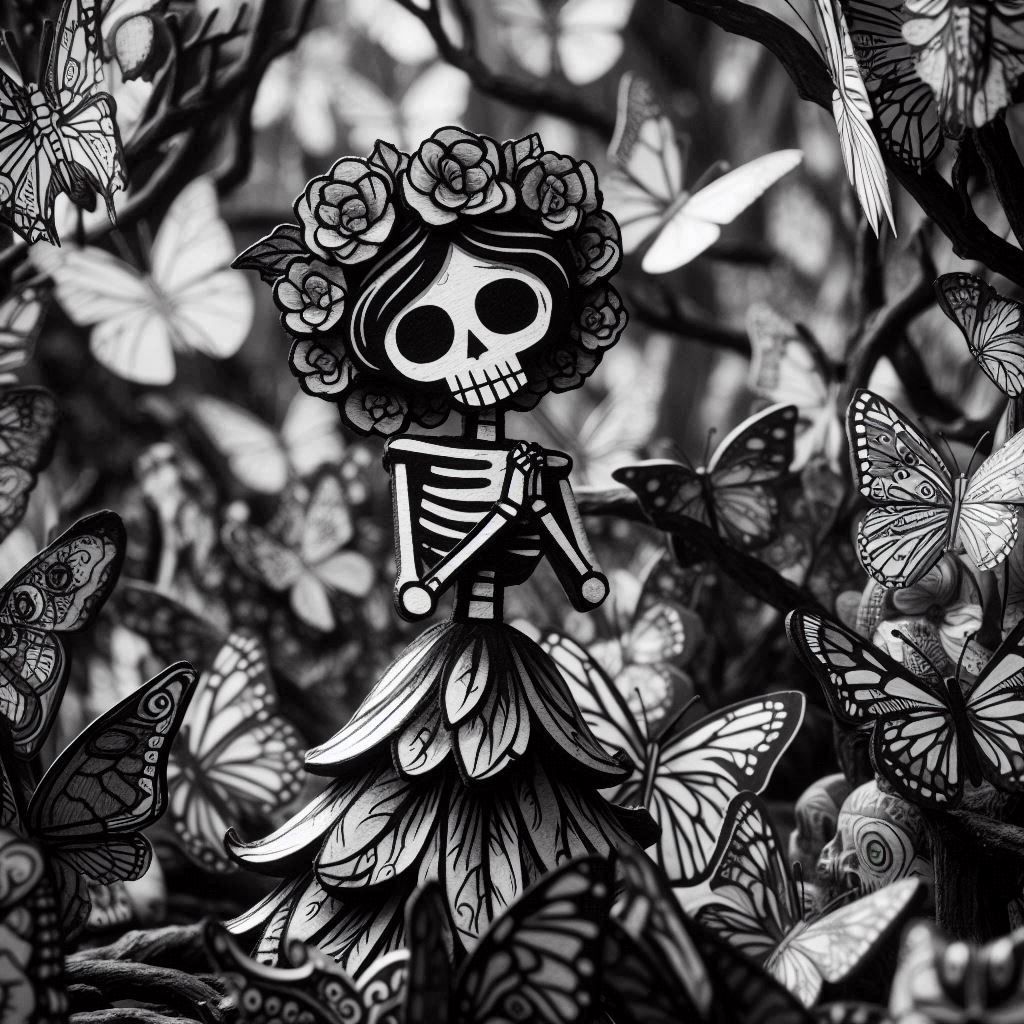 a demure skeletal figurine comic