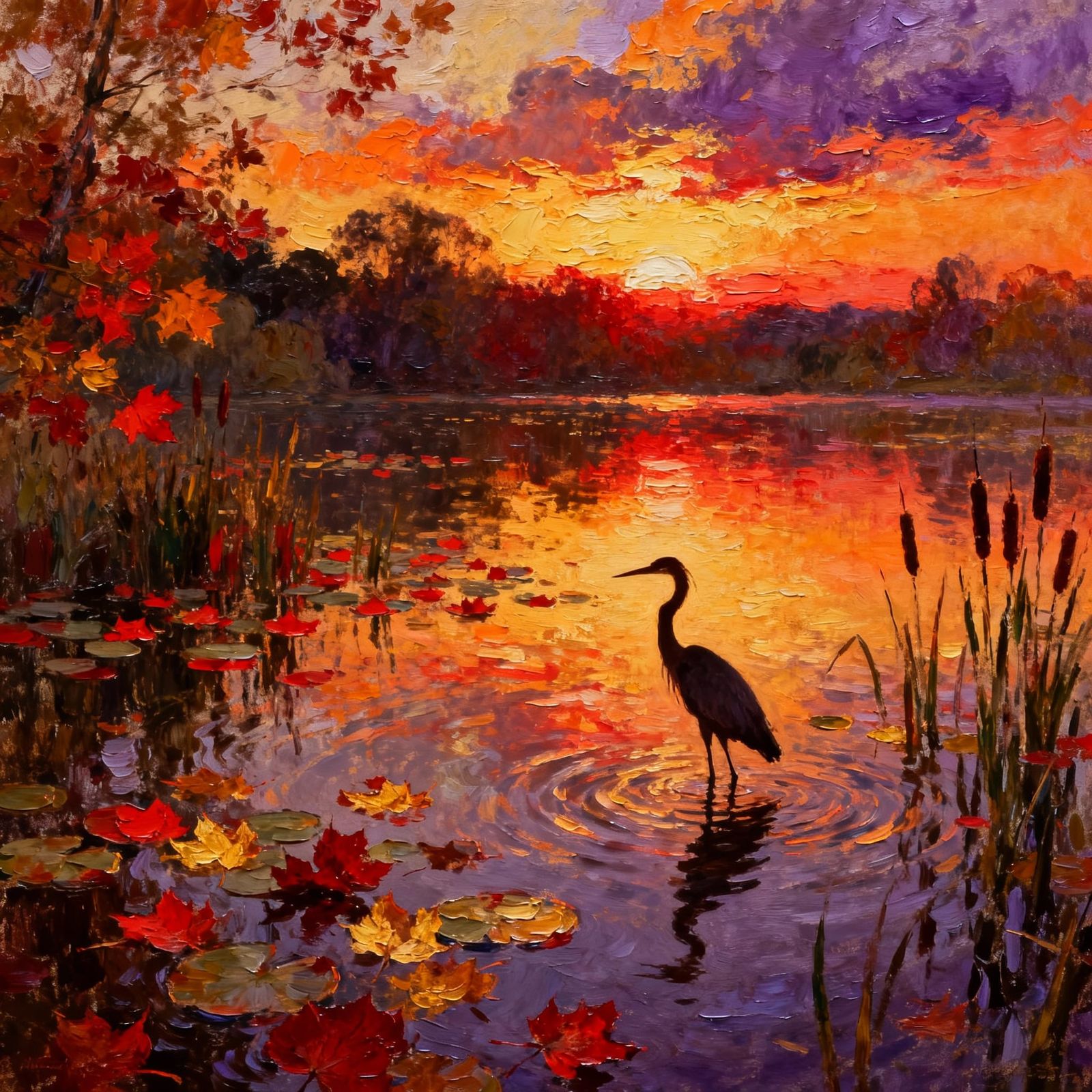 Autumn Sunset view of English lake  by @DangerMouse