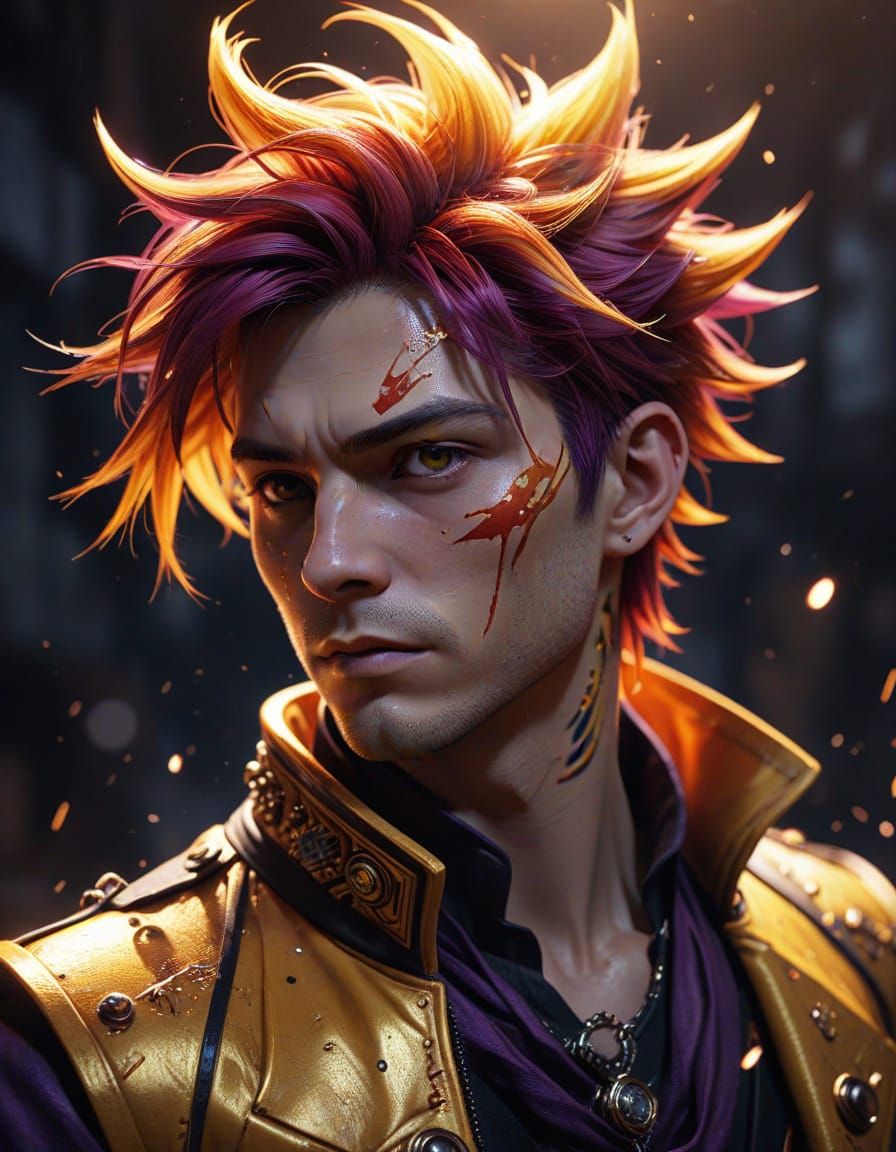 Enigmatic Hisoka in Anime-Style Digital Art