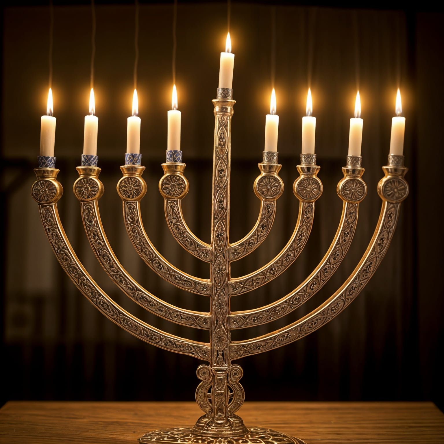 Traditional Menorah with Nine Branches, Tisha Emerging Highe...