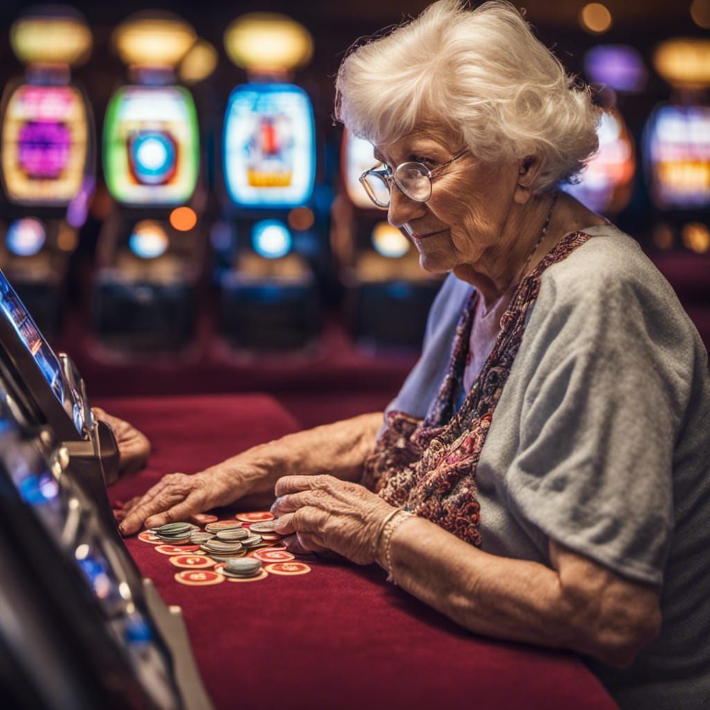granny playing a slot machine at the casino - AI Generated Artwork ...